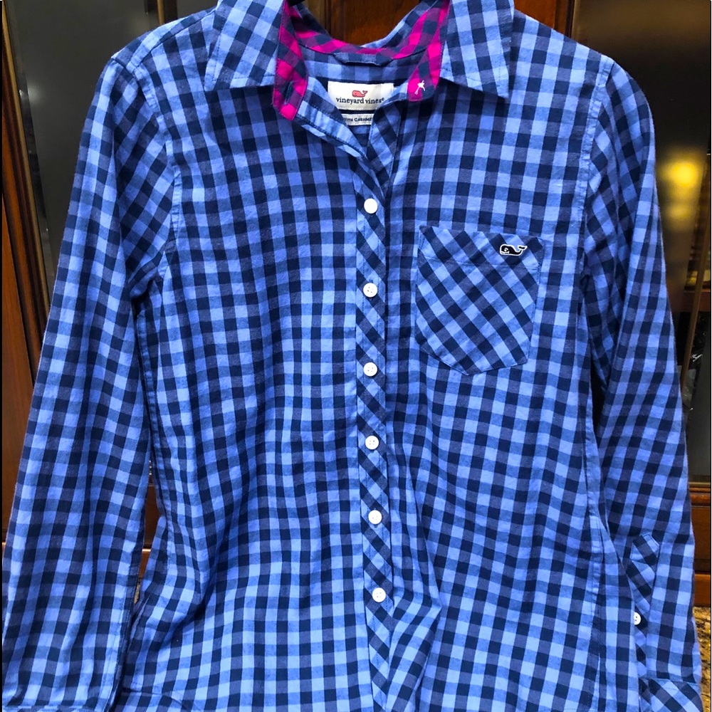 Vineyard vines checked top size 0